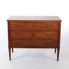 Clean Lined Cherry Wood Three Drawer Commode With Brass Hardware - 1363589