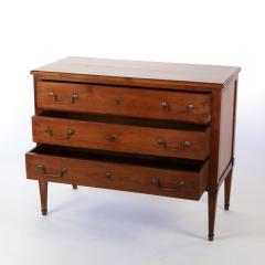 Clean Lined Cherry Wood Three Drawer Commode With Brass Hardware - 1363591