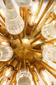 Clear Murano Glass and Unlacquered Brass Sputnik Starburst Chandelier Italy - 3670474