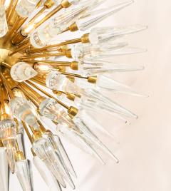 Clear Murano Glass and Unlacquered Brass Sputnik Starburst Chandelier Italy - 3670476