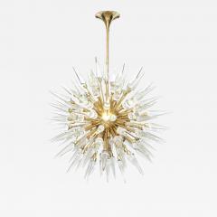 Clear Murano Glass and Unlacquered Brass Sputnik Starburst Chandelier Italy - 3671759