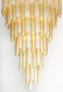 Clear and Gold Tiered Murano Glass and Chrome Flush Mount Chandelier Italy 60  - 2445288