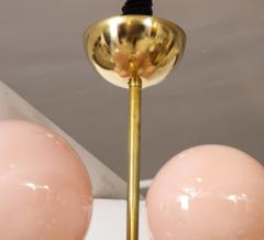 Clear and Opaque Pink Blush Murano Glass and Brass Sputnik Chandelier Italy - 1553397
