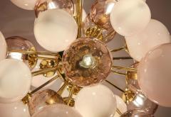 Clear and Opaque Pink Blush Murano Glass and Brass Sputnik Chandelier Italy - 1553406