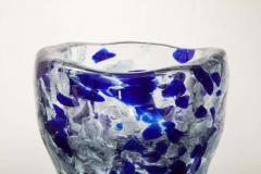 Clear and Royal Blue Murano Glass Pollock Vase - 2487600