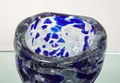 Clear and Royal Blue Murano Glass Pollock Vase - 2487601