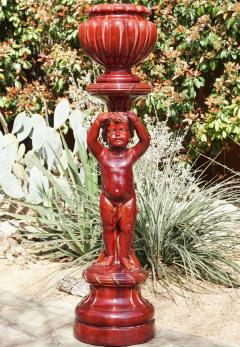 Clement Massier 19th Century French Oxblood Massier Cherub Jardiniere Pedestal - 3005781