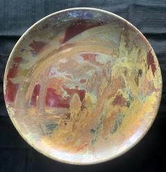 Clement Massier Large Art Nouveau Ceramic Landscape Plate with Luster Glaze by Clement Massier - 2741842