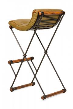 Cleo Baldon Pair of Cleo Baldon for Terra of California X Frame Avocado Green Barstools - 4274848