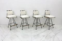 Cleo Baldon Set of 4 Bar Stools in the Manner of Cleo Baldon in Oatmeal Belgian Boucle - 3175981