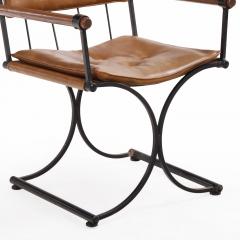 Cleo Baldon Set of Four 1970s Iron Campaign Style Dining Chairs attributed to Cleo Baldon - 4581401