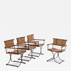 Cleo Baldon Set of Four 1970s Iron Campaign Style Dining Chairs attributed to Cleo Baldon - 4583140
