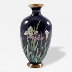 Cloisonn Vase Irises Japan 8  - 147187