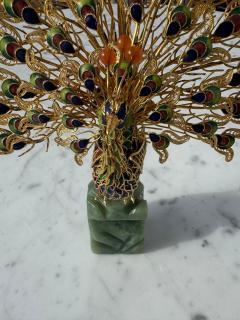 Cloisonne and Enameled Filligree Peacock Sculpture - 4519114