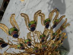 Cloisonne and Enameled Filligree Peacock Sculpture - 4519115