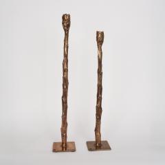 Clotilde Ancarani CANDLE CHOUX Pair of bronze candlesticks with golden patina - 3720305