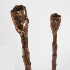 Clotilde Ancarani CANDLE CHOUX Pair of bronze candlesticks with golden patina - 3720306