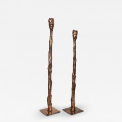 Clotilde Ancarani CANDLE CHOUX Pair of bronze candlesticks with golden patina - 3721027