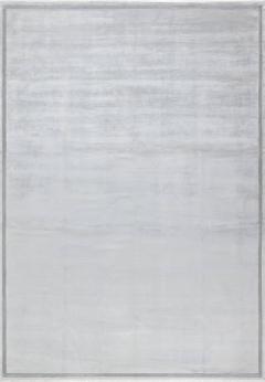 Cloud Blue Silk Rug with Metal Chain Border - 3587179