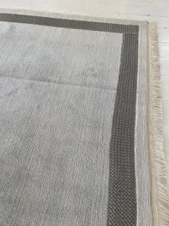 Cloud Blue Silk Rug with Metal Chain Border - 3587186