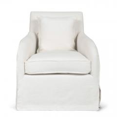 Club Chair Slipcovered in White Linen - 4164156