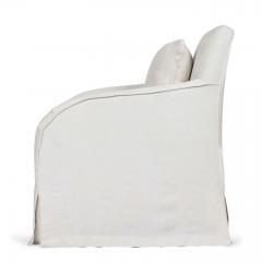 Club Chair Slipcovered in White Linen - 4164159