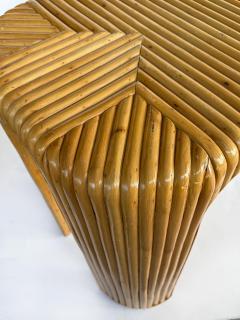 Coastal Split Reed Console Sofa Table with Waterfall Edges - 4372051