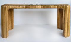 Coastal Split Reed Console Sofa Table with Waterfall Edges - 4372285