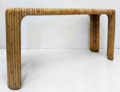 Coastal Split Reed Console Sofa Table with Waterfall Edges - 4402232