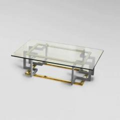 Coffee Table in Metal and Brass with Glass Top 1980s - 3347625