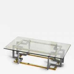 Coffee Table in Metal and Brass with Glass Top 1980s - 3360403