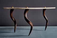 Coffee Table with Marble Top and Natural Horn Legs - 4789030