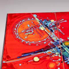 Coffee Table with red tiles signed Elli Bianchetti Italy Mid 20th century - 3735331