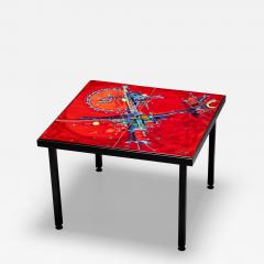 Coffee Table with red tiles signed Elli Bianchetti Italy Mid 20th century - 4383011