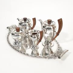 Coffee and tea set in silver plated Italian art deco - 3646029