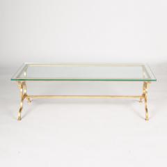 Coffee table framed with ring motif legs and a single stretcher - 1790221