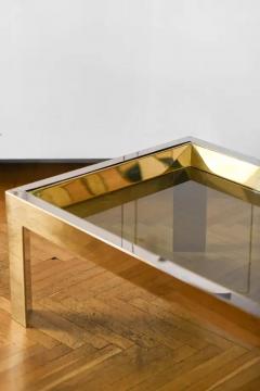Coffee table in brass and chromed metal with glass top Italy 1970 - 3377291