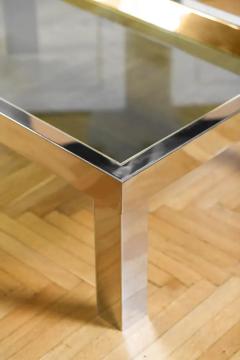 Coffee table in brass and chromed metal with glass top Italy 1970 - 3377293