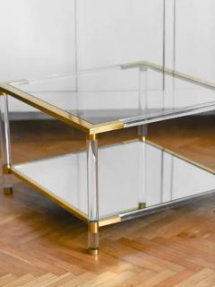 Coffee table in glass mirrored glass methacrylate and brass  - 3405906