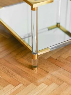 Coffee table in glass mirrored glass methacrylate and brass  - 3405911