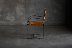 Cognac Leather Armchair Black Lacquer Steel Frame Belgium 1960s - 4506333