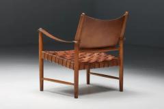 Cognac leather mid century modern easy Chair Sweden 1960s - 3405761