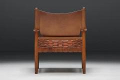 Cognac leather mid century modern easy Chair Sweden 1960s - 3405774