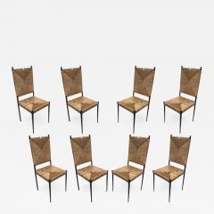 Colette Gueden Colette Gueden for Primavera rarest set of 8 dinning chairs in genuine condition - 2411010