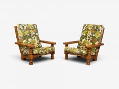 Collden Brutalist Lounge Chairs Pine Fabric Sweden 1970s - 4747701