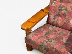 Collden Brutalist Lounge Chairs Pine Fabric Sweden 1970s - 4774245