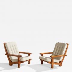 Collden Lounge Chairs with Pine and Fabric Sweden 1970s - 4771079