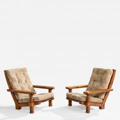Collden Lounge Chairs with Pine and Fabric Sweden 1970s - 4771085
