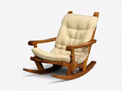 Collden Swedish Modern Large Rocking Chair Pine Fabric Sweden 1970s - 4748664