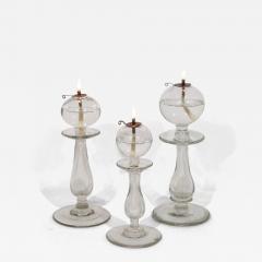 Collection of 19th Century French Glass Weaver Oil Lamps - 4519451